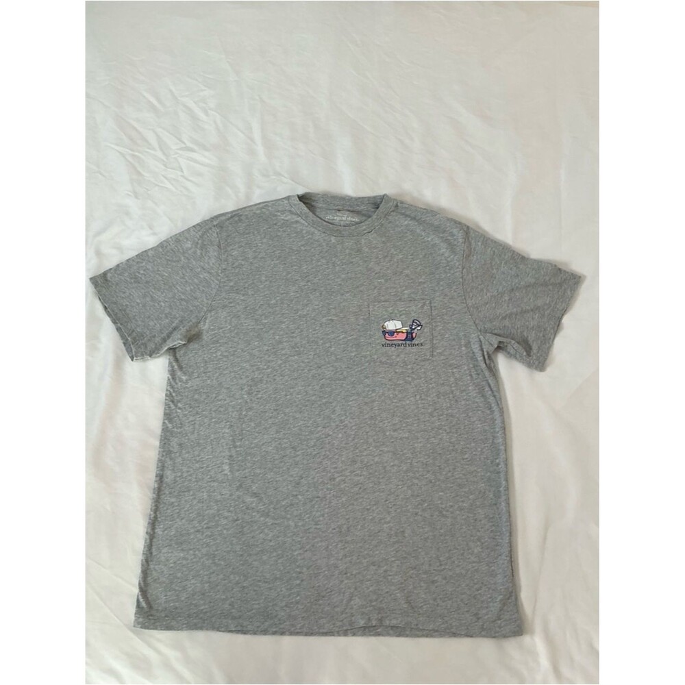 Vineyard Vines Heather Gray Short-Sleeve Pocket Tee with Small Graphic
